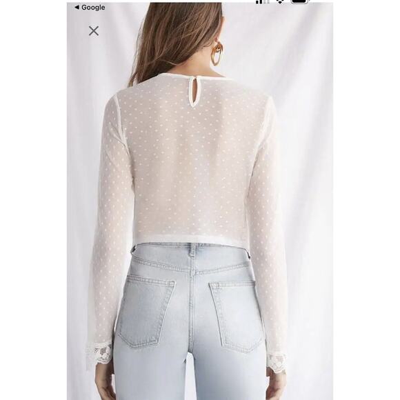 FOREVER 21 IVORY SHEER LACE CROCHET CASUAL TOP SZ Medium Coquette Festival - Picture 11 of 16